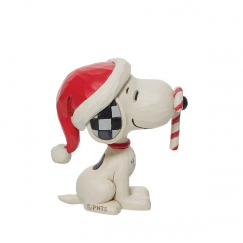 Jim Shore Peanuts Snoopy Glitter Candy Cane Mini Figurine